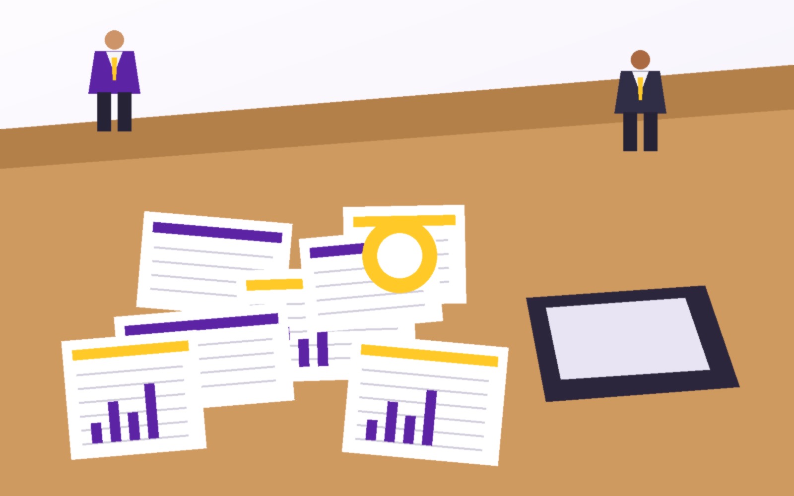 Planning table with event layout documents